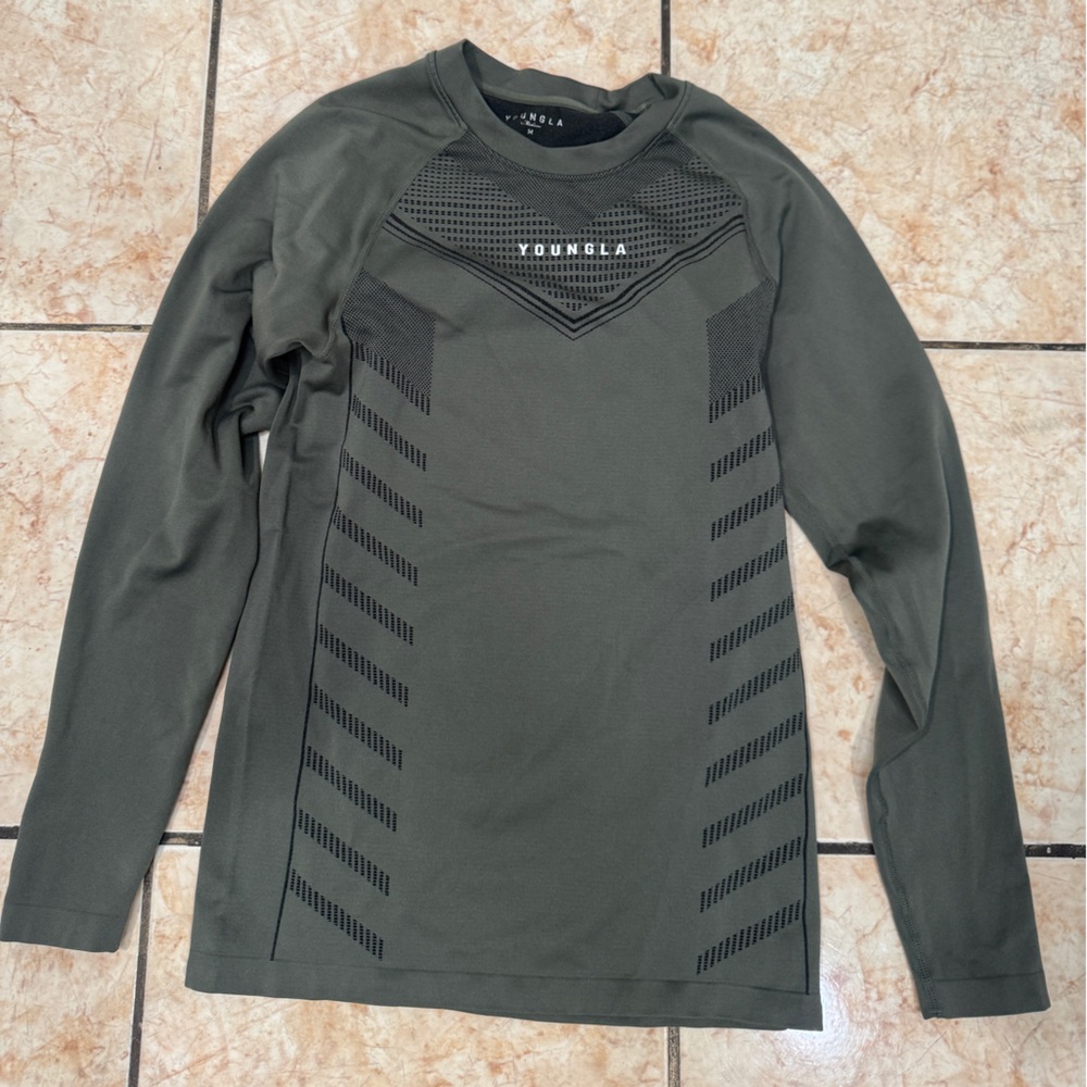 YoungLA Men's Dark Green compression long sleeve